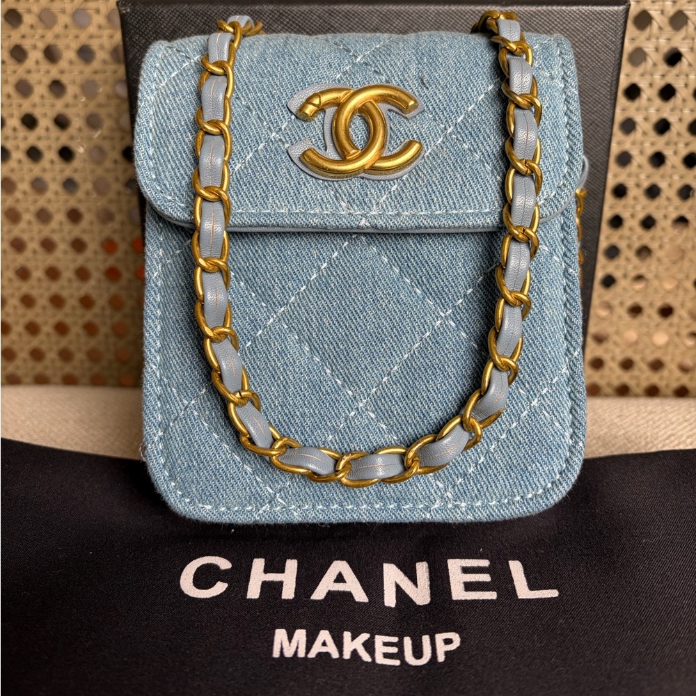 GWP VIP Blue CC Quilted Denim Crossbody Bag